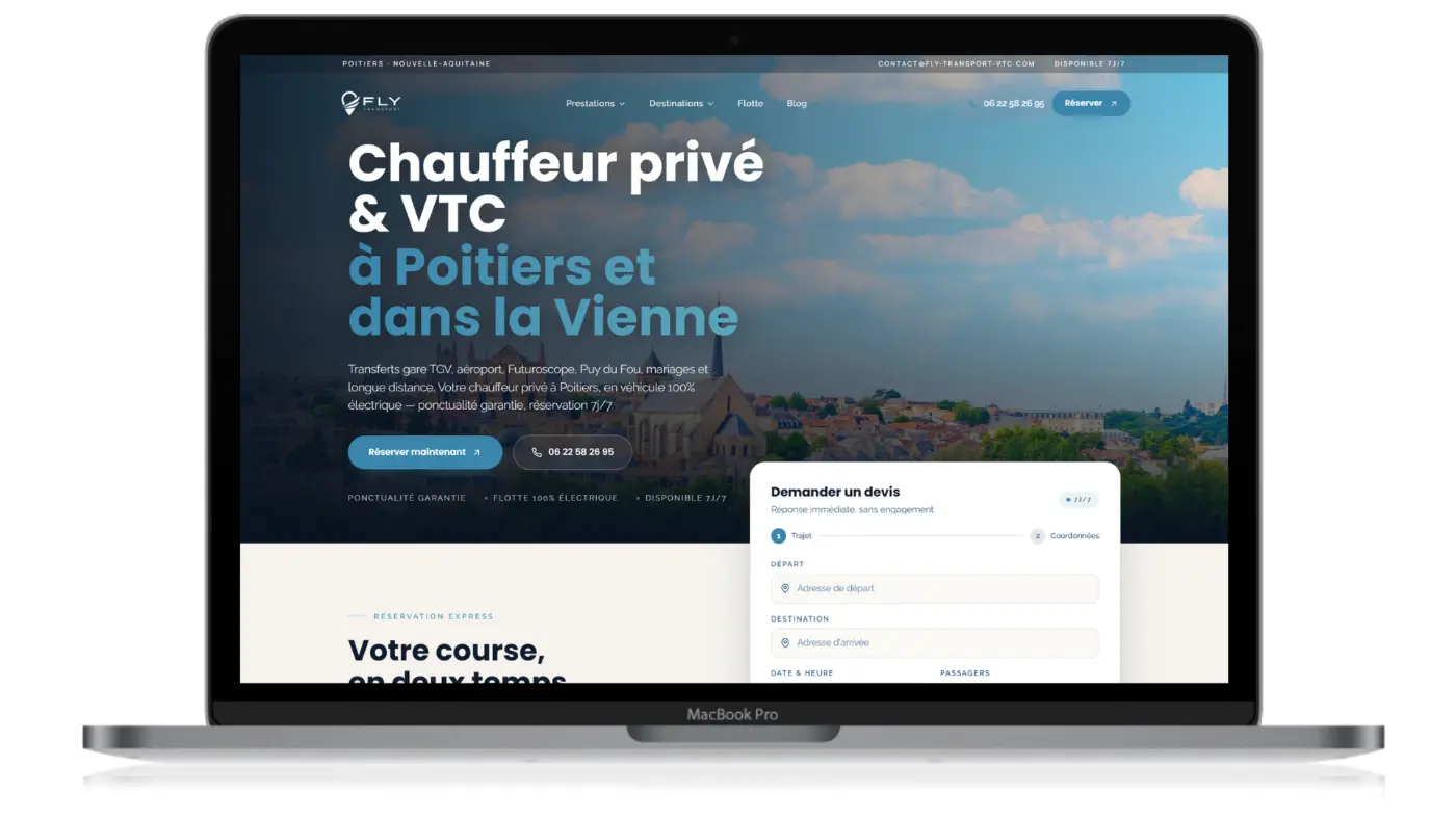 Fly Transport VTC — Chauffeur privé électrique Poitiers