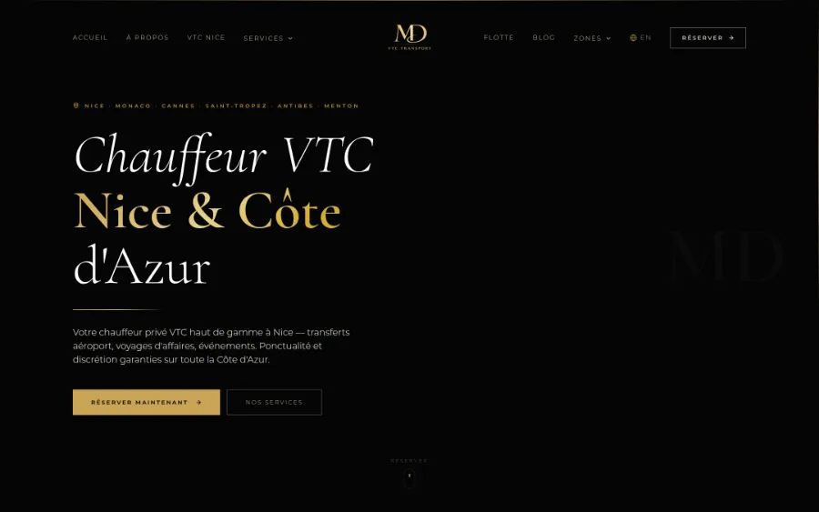 MD VTC Transport — Chauffeur privé Nice Côte d'Azur