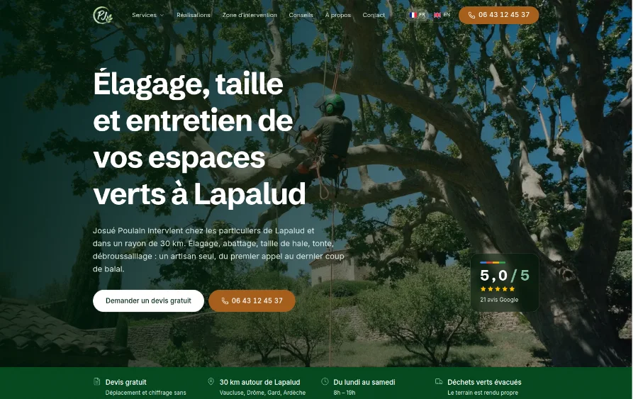 PJ Espaces Verts — Élagueur paysagiste à Lapalud (84)